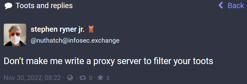 “Don’t make me write a proxy server to filter your toots”